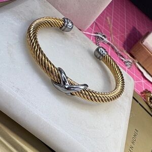 Gold Plated ,  Silver Twisted Cable Bracelet